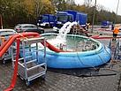 Pumpen und Schläuche am Pufferbecken der Wasserförderstrecke (Foto: THW RSt Dortmund)